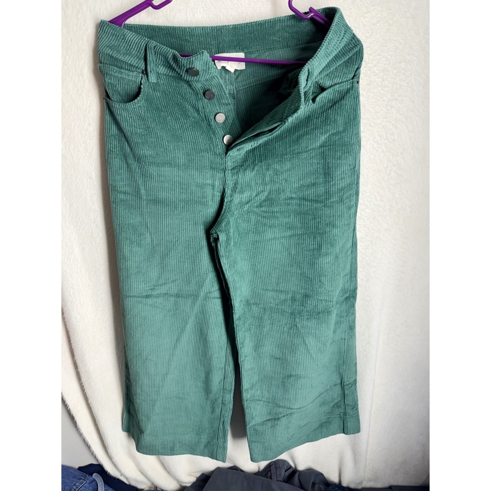 Before You With Love Teal Green Corduroy Wide Leg‎ Button Fly Pants Size 4